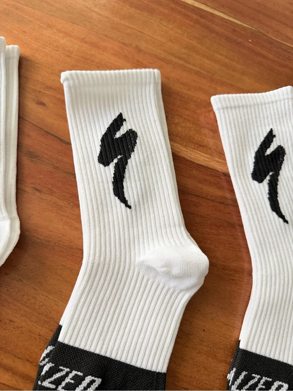 White & Black Athletic men’s cycling Crew Socks with Lightning Logo - Pack of 3